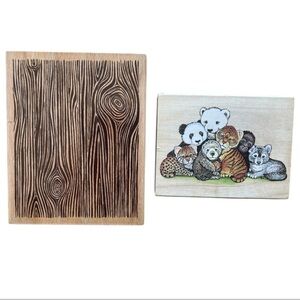 All Night Media Animals Nature Wood Mounted Rubber Stamps Wildlife Babies Wood